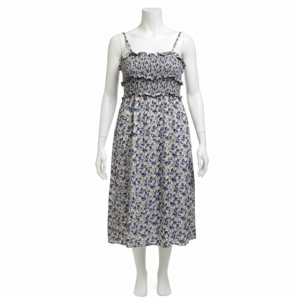 Trixxi Blue and White Floral Midi Dress
